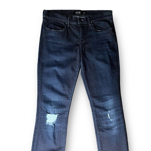 Ayr Womens Skinny Jeans Sz 30X30 Blue Dark Wash Ankle Stretch Denim Distressed - Picture 2 of 6